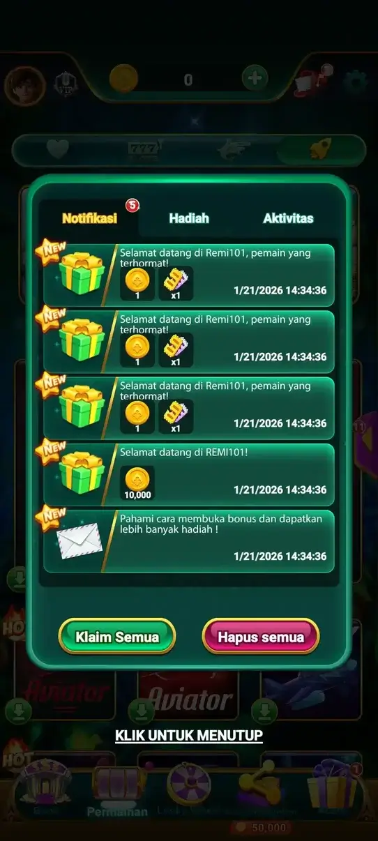 Remi 101 Screenshot Menu Utama